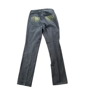 Chico's Platinum DenimJeans Womens Sz 0/S4 Blue‎ Straight Leg Rhinestone Stretch